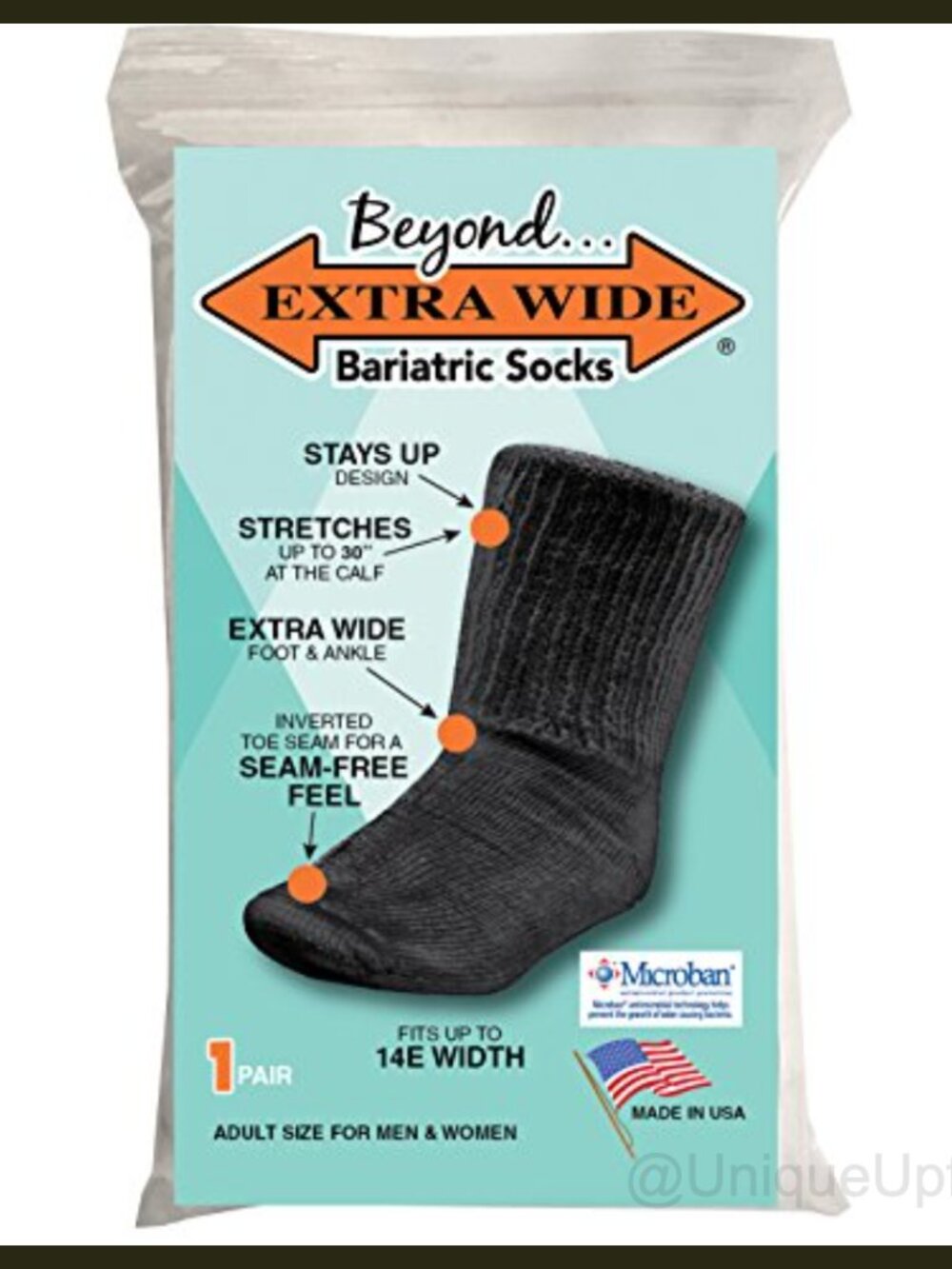 Extra Wide Bariatric Socks Non-Binding 30 Inch Stretch Cotton UPF 14E Wide